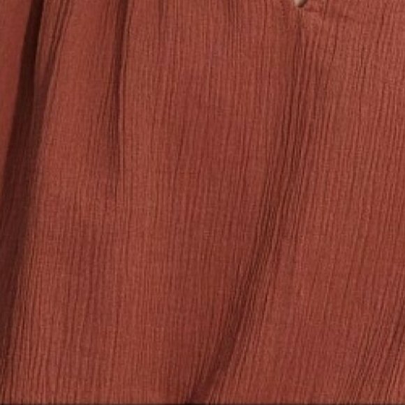 COUNTRY ROAD Crinkle Popover Crepe Cotton Rust Top Blouse - Picture 16 of 16